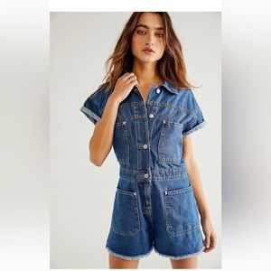 EUC Free People Work Hard Play Harder Romper, sz. S